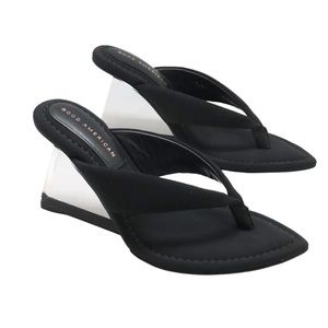 GOOD AMERICAN Wedge Sandal In Black Size 7,5